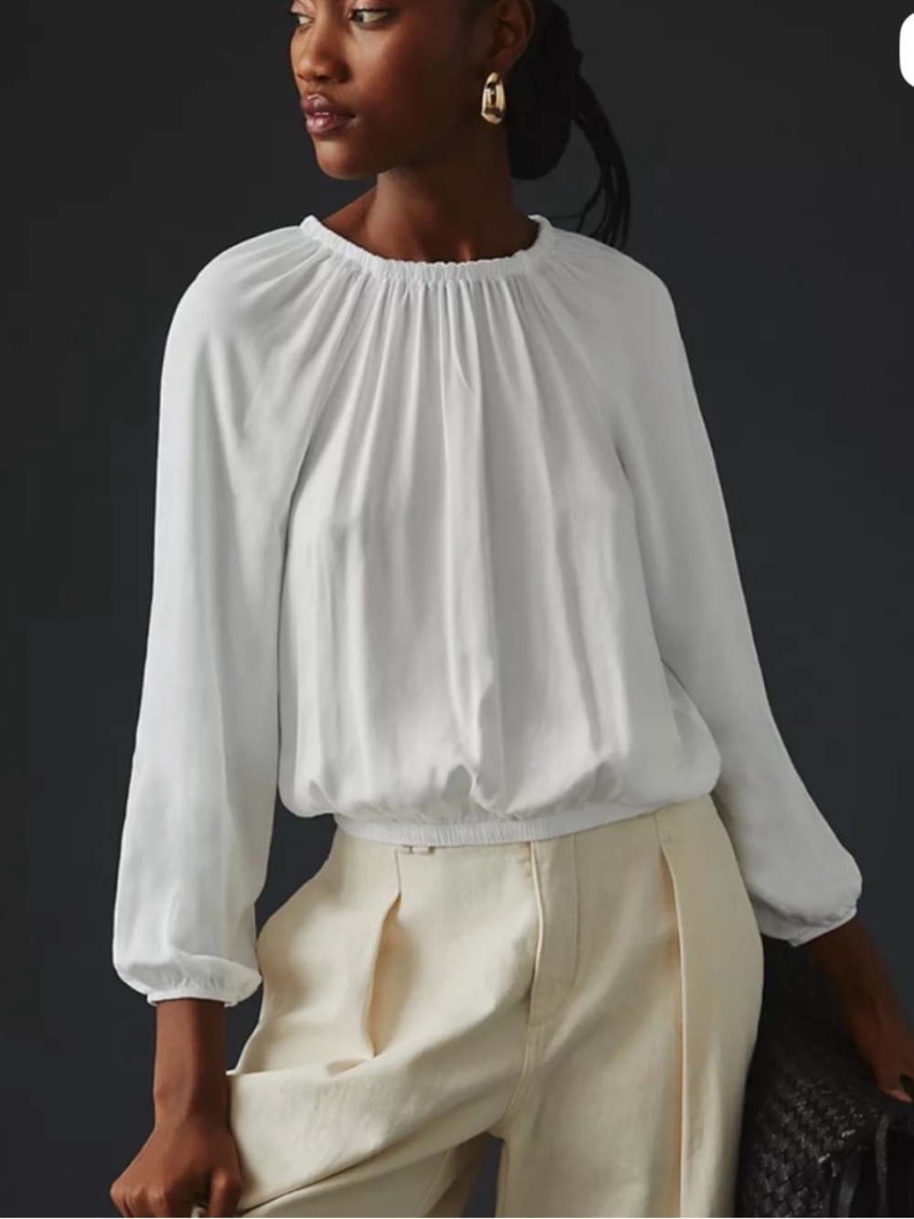 Anthropologie Cloth & Stone Bow-Back
Blouse in White. NWOT. Size Medium